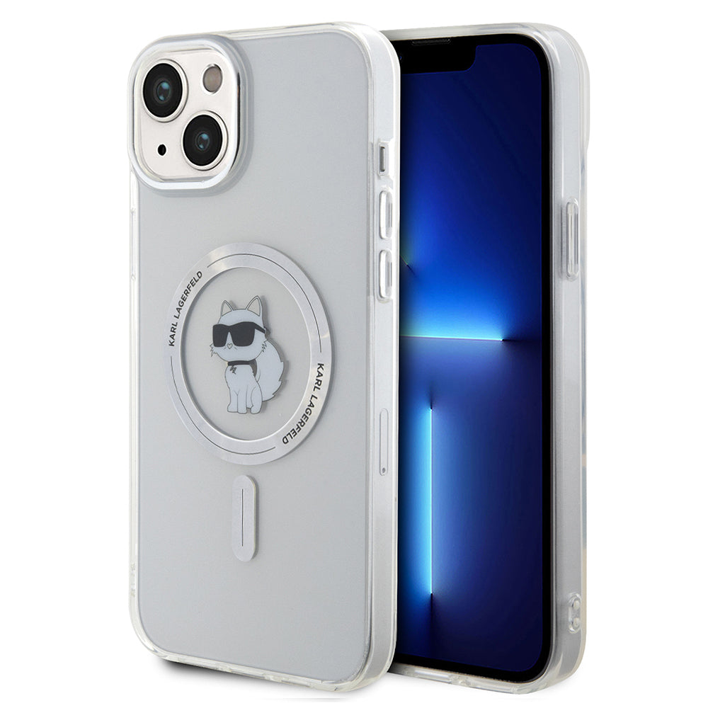MagSafe Hülle für Apple iPhone 15 Plus / 14 Plus, Karl Lagerfeld, IML Choupette, Transparent