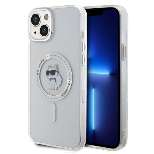 MagSafe Hülle für Apple iPhone 15 Plus / 14 Plus, Karl Lagerfeld, IML Choupette, Transparent