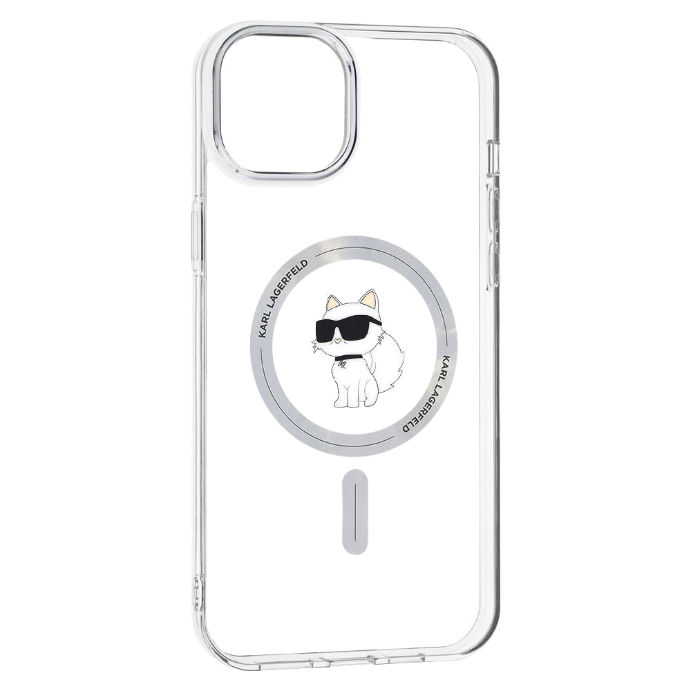 MagSafe Hülle für Apple iPhone 15 Plus / 14 Plus, Karl Lagerfeld, IML Choupette, Transparent