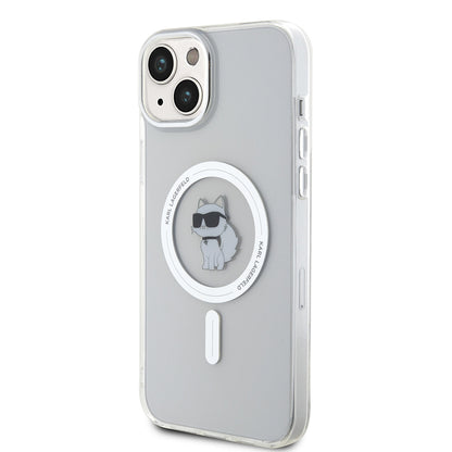 MagSafe Hülle für Apple iPhone 15 Plus / 14 Plus, Karl Lagerfeld, IML Choupette, Transparent