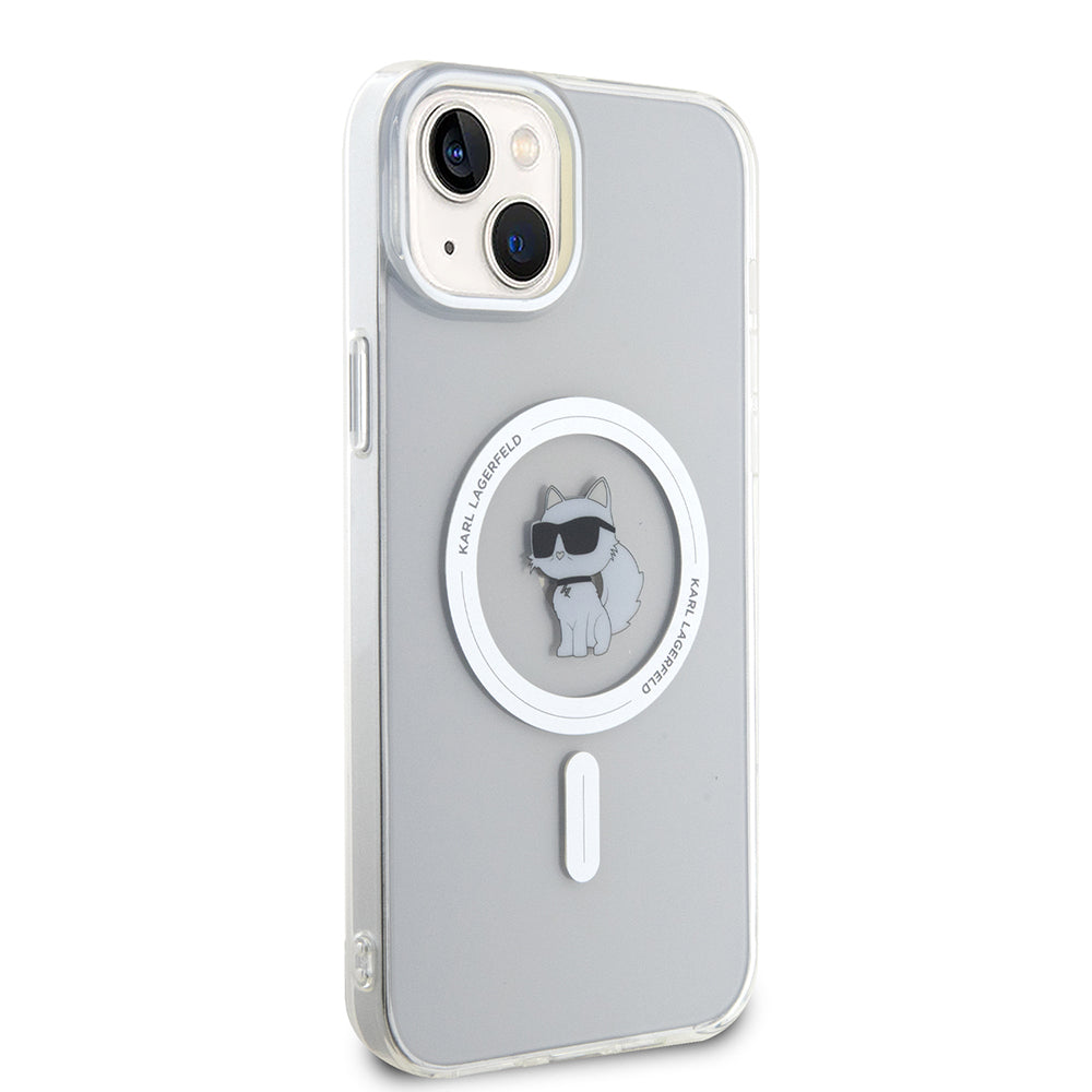 MagSafe Hülle für Apple iPhone 15 Plus / 14 Plus, Karl Lagerfeld, IML Choupette, Transparent
