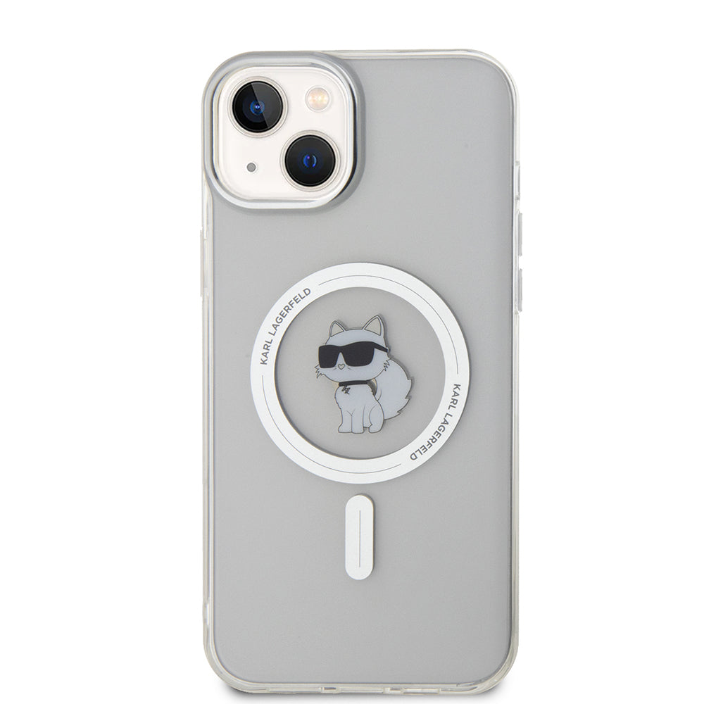 MagSafe Hülle für Apple iPhone 15 Plus / 14 Plus, Karl Lagerfeld, IML Choupette, Transparent