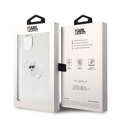 MagSafe Hülle für Apple iPhone 15 Plus / 14 Plus, Karl Lagerfeld, IML Choupette, Transparent