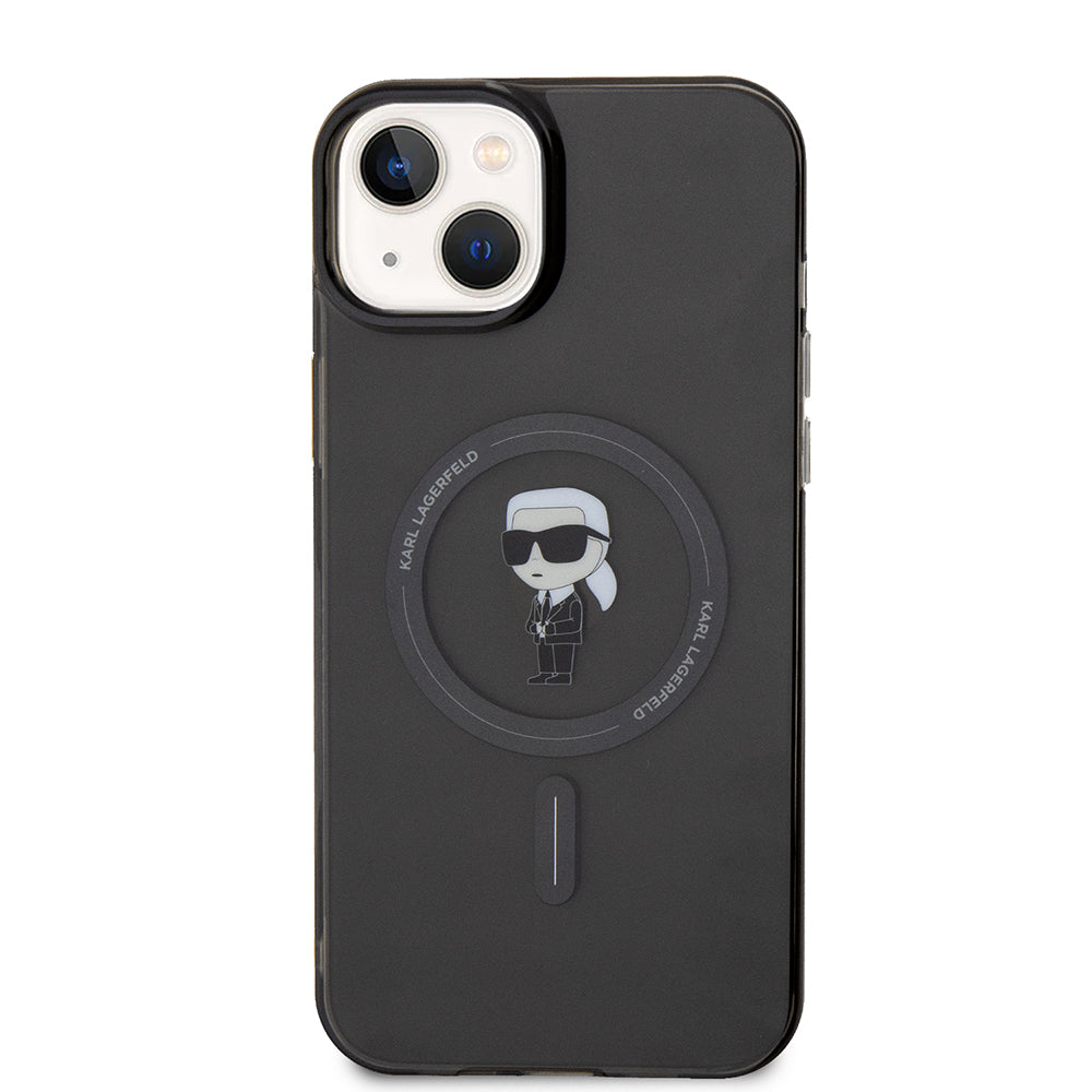 MagSafe Case for Apple iPhone 15 Plus, Karl Lagerfeld, IML Ikonik Karl, Black