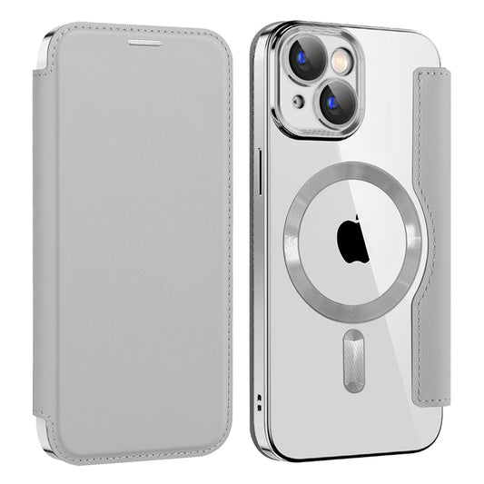MagSafe-Hülle für Apple iPhone 15 Plus, Techsuit, SmartMag Book, Grau
