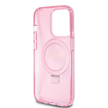 MagSafe Hülle für Apple iPhone 15 Pro, Guess, IML Ring Stand Glitter, Rosa