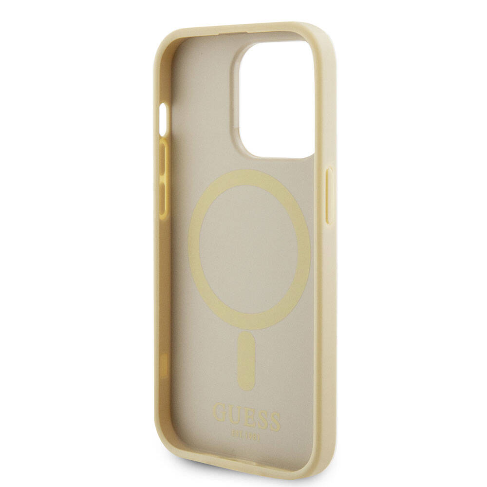 MagSafe Hülle für Apple iPhone 15 Pro, Guess, Saffiano, Beige
