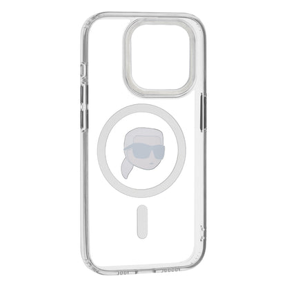 MagSafe Hülle für Apple iPhone 15 Pro, Karl Lagerfeld, IML Metal Karl's Head, Weiß