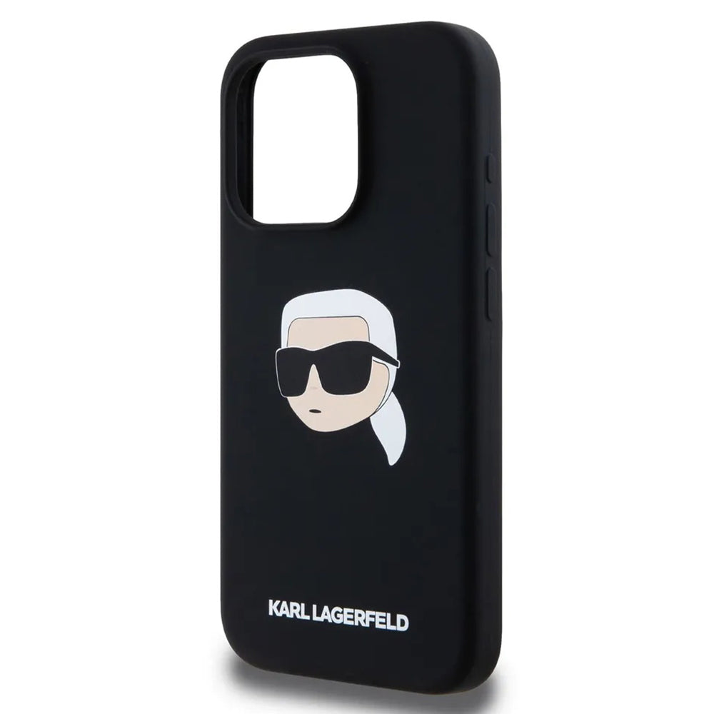 MagSafe Hülle für Apple iPhone 15 Pro, Karl Lagerfeld, Silikon Karl's Head, Schwarz