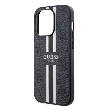 MagSafe Hülle für Apple iPhone 15 Pro Max, Guess, 4G Printed Stripes, Schwarz