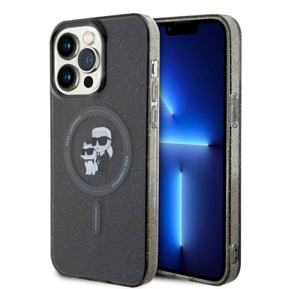 MagSafe Hülle für Apple iPhone 15 Pro Max, Karl Lagerfeld, Glitter, Schwarz