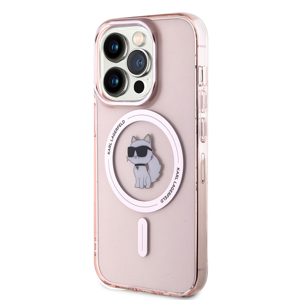 MagSafe Hülle für Apple iPhone 15 Pro Max, Karl Lagerfeld, IML Choupette, Rosa