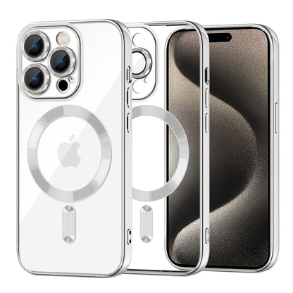 MagSafe-Hülle für Apple iPhone 15 Pro Max, Techsuit, Luxury Crystal, Silber