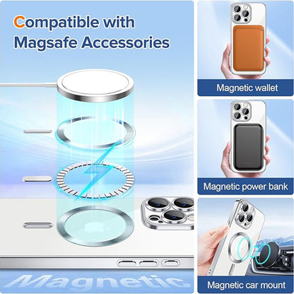 MagSafe-Hülle für Apple iPhone 15 Pro Max, Techsuit, Luxury Crystal, Silber