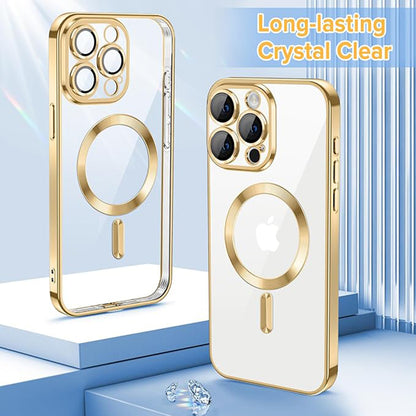 MagSafe-Hülle für Apple iPhone 15 Pro Max, Techsuit, Luxury Crystal, Gold