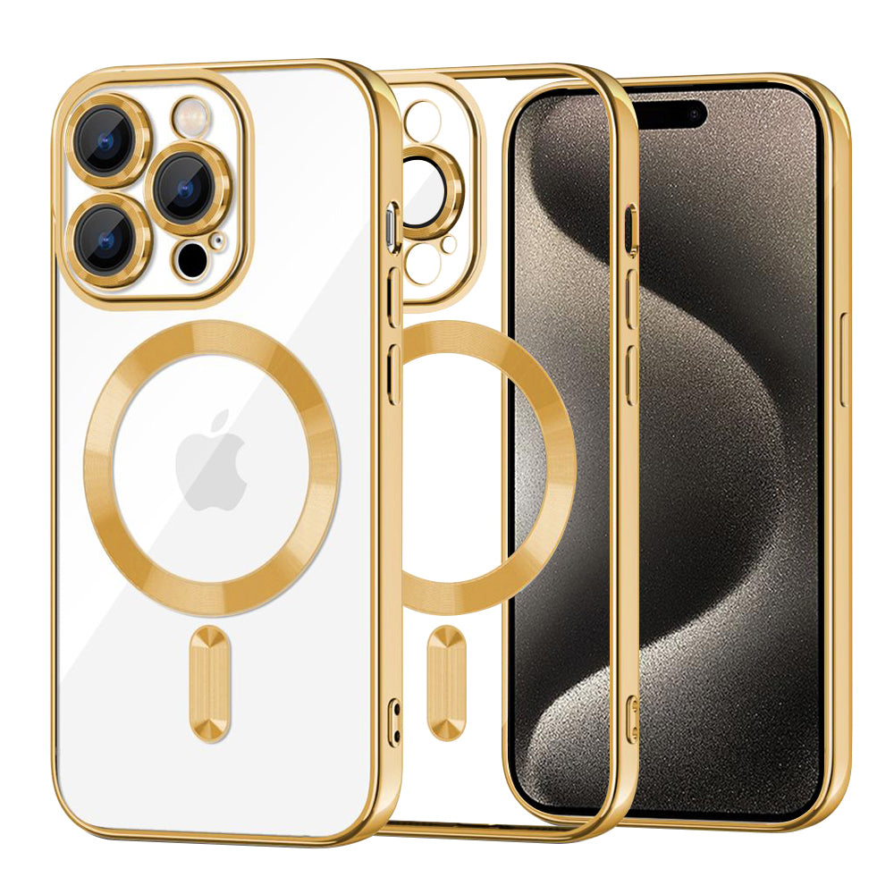 MagSafe-Hülle für Apple iPhone 15 Pro Max, Techsuit, Luxury Crystal, Gold