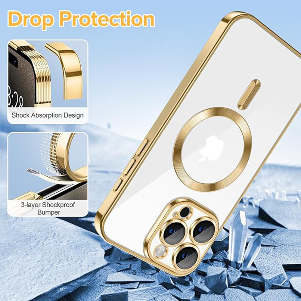 MagSafe-Hülle für Apple iPhone 15 Pro Max, Techsuit, Luxury Crystal, Gold