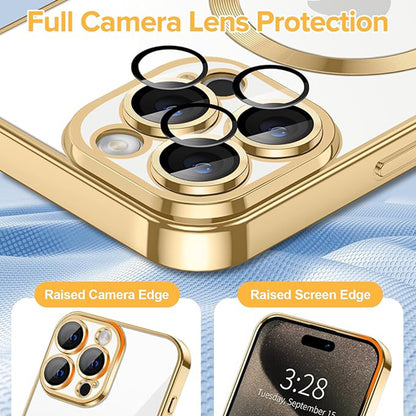 MagSafe-Hülle für Apple iPhone 15 Pro Max, Techsuit, Luxury Crystal, Gold