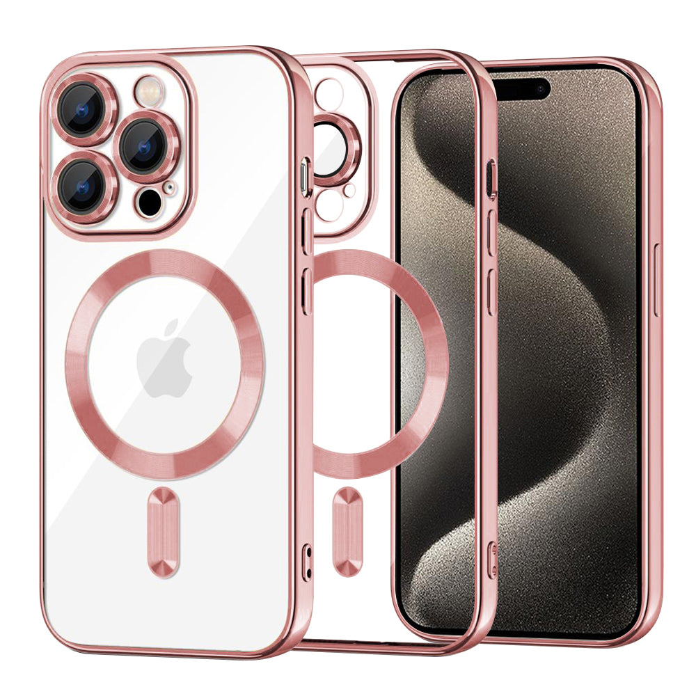 MagSafe-Hülle für Apple iPhone 15 Pro Max, Techsuit, Luxury Crystal, Rosa