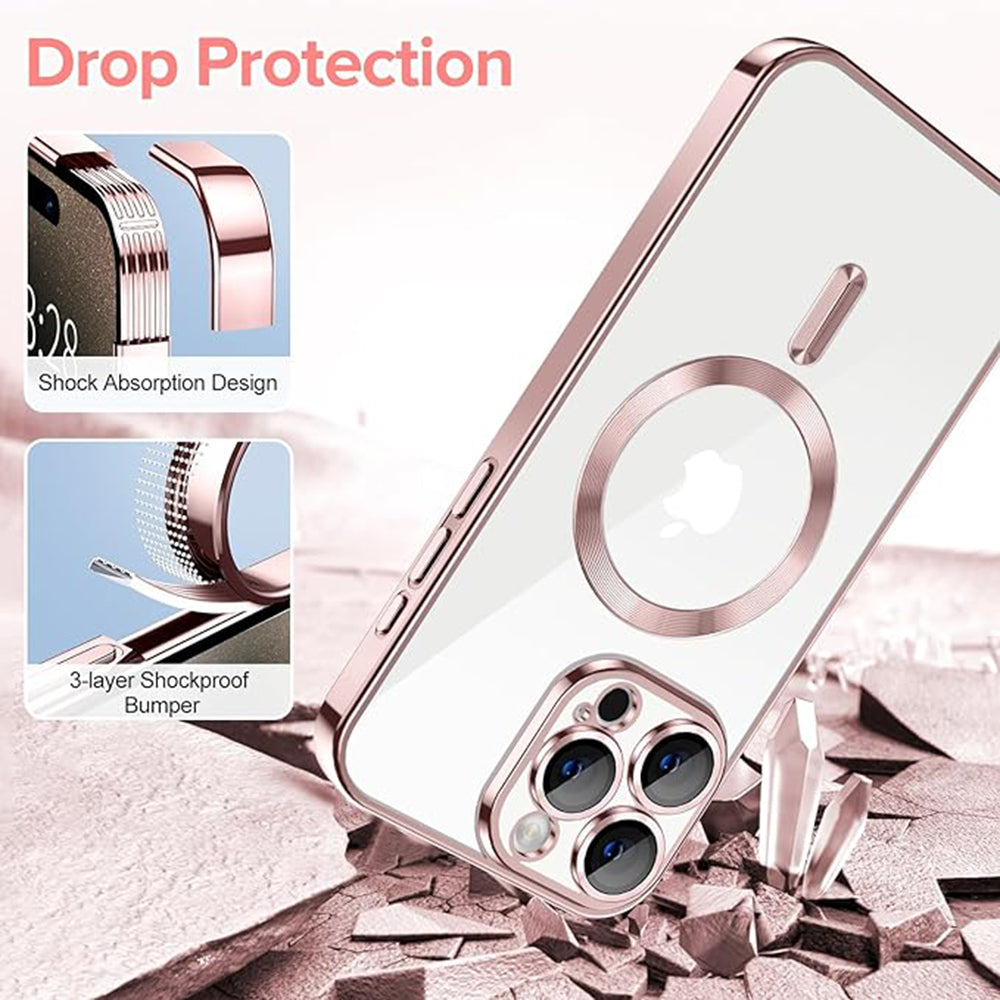 MagSafe-Hülle für Apple iPhone 15 Pro Max, Techsuit, Luxury Crystal, Rosa