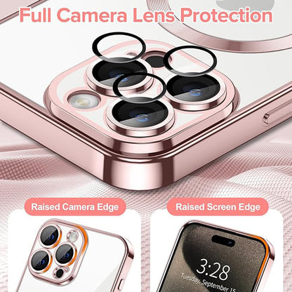 MagSafe-Hülle für Apple iPhone 15 Pro Max, Techsuit, Luxury Crystal, Rosa