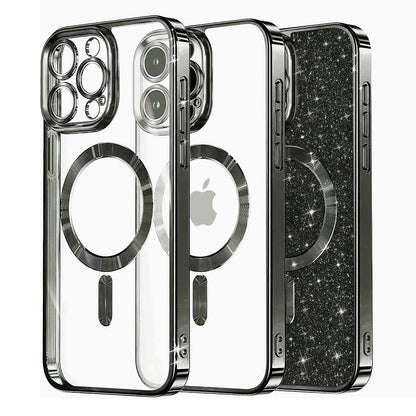 MagSafe Case for Apple iPhone 15 Pro Max, Techsuit, Luxury Glitter, Black