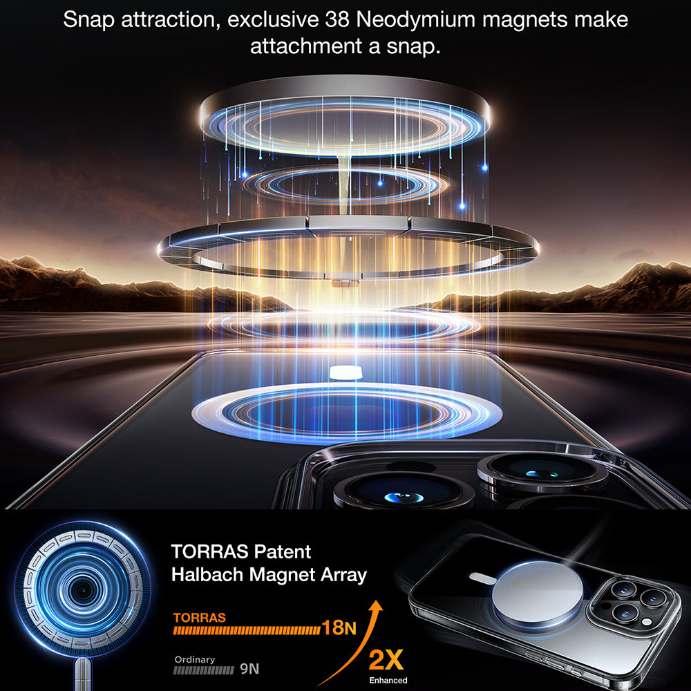 MagSafe Case for Apple iPhone 15 Pro Max, Torras, Diamond, Transparent