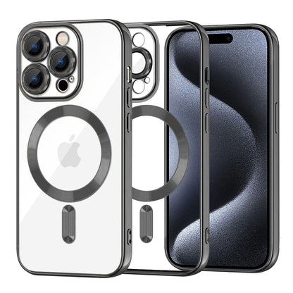 MagSafe-Hülle für Apple iPhone 15 Pro, Techsuit, Luxury Crystal, Schwarz