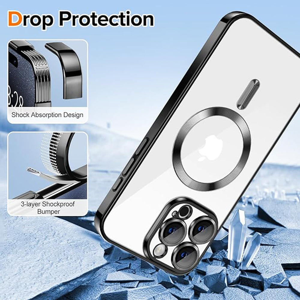 MagSafe-Hülle für Apple iPhone 15 Pro, Techsuit, Luxury Crystal, Schwarz