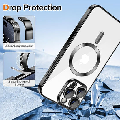 MagSafe-Hülle für Apple iPhone 15 Pro, Techsuit, Luxury Crystal, Schwarz