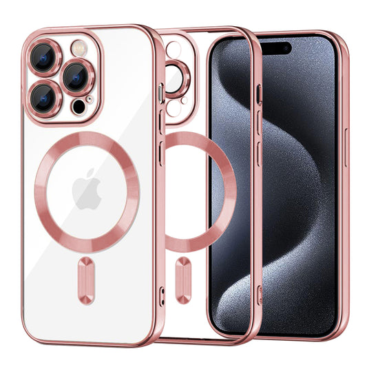 MagSafe-Hülle für Apple iPhone 15 Pro, Techsuit, Luxury Crystal, Rosa