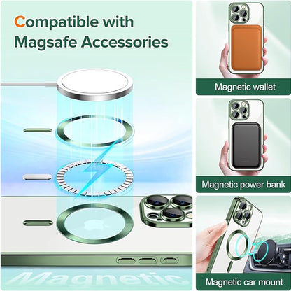 MagSafe-Hülle für Apple iPhone 15 Pro, Techsuit, Luxury Crystal, Dunkelgrün