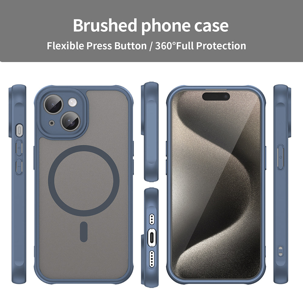 MagSafe Case for Apple iPhone 15, Techsuit, HaloFrost II, Navy Blue