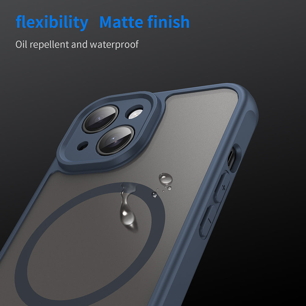 MagSafe Case for Apple iPhone 15, Techsuit, HaloFrost II, Navy Blue