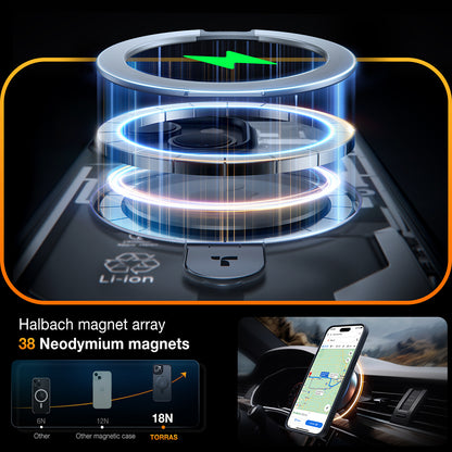 MagSafe Hülle für Apple iPhone 15, Torras, Ostand, Schwarz