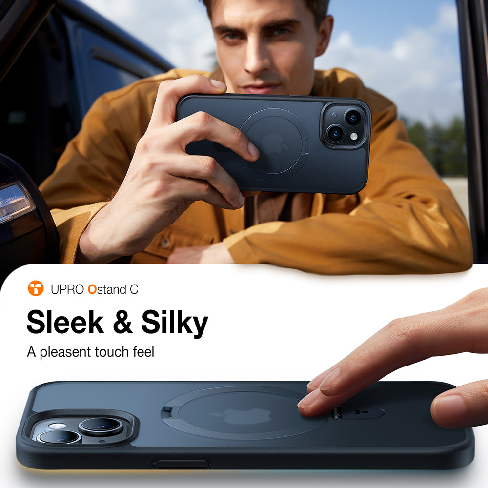 MagSafe Hülle für Apple iPhone 15, Torras, Ostand, Schwarz