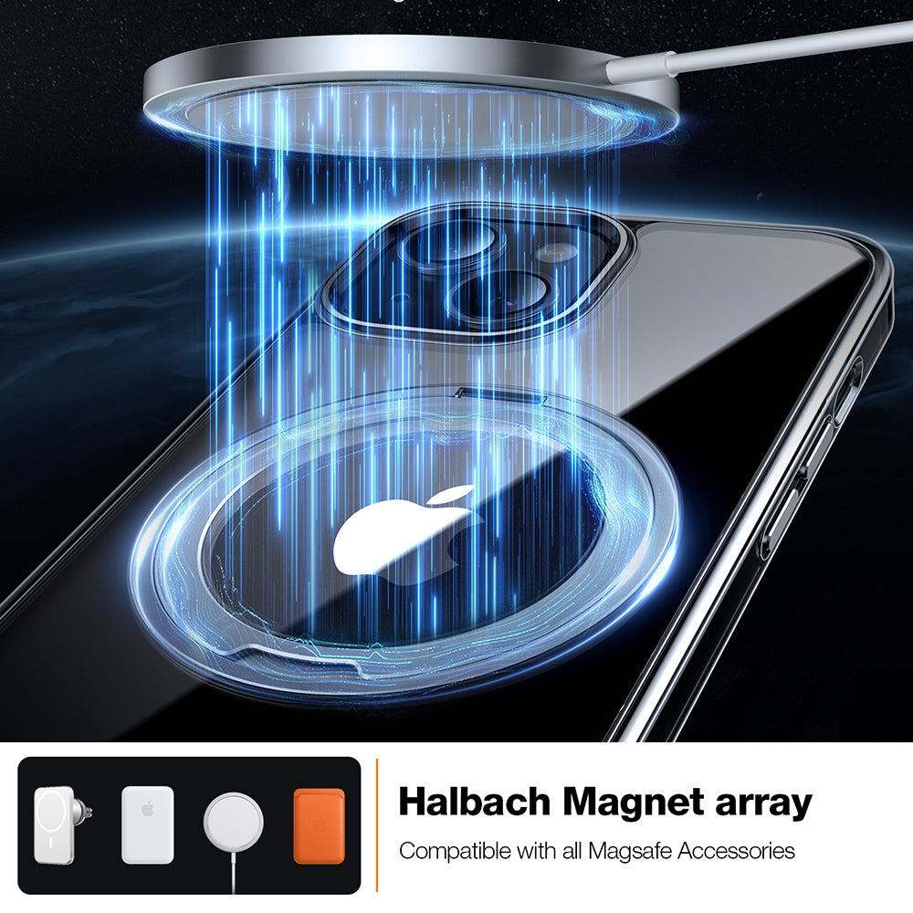 MagSafe Hülle für Apple iPhone 15, Torras, Ostand Pro, Transparent