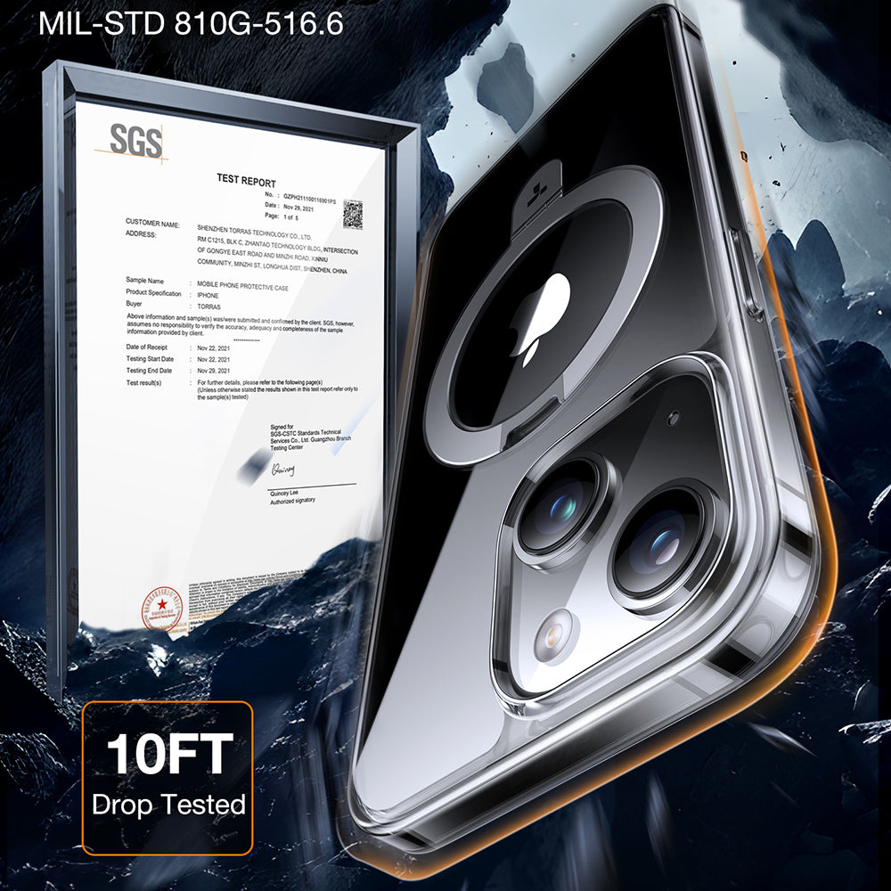 MagSafe Hülle für Apple iPhone 15, Torras, Ostand, Transparent