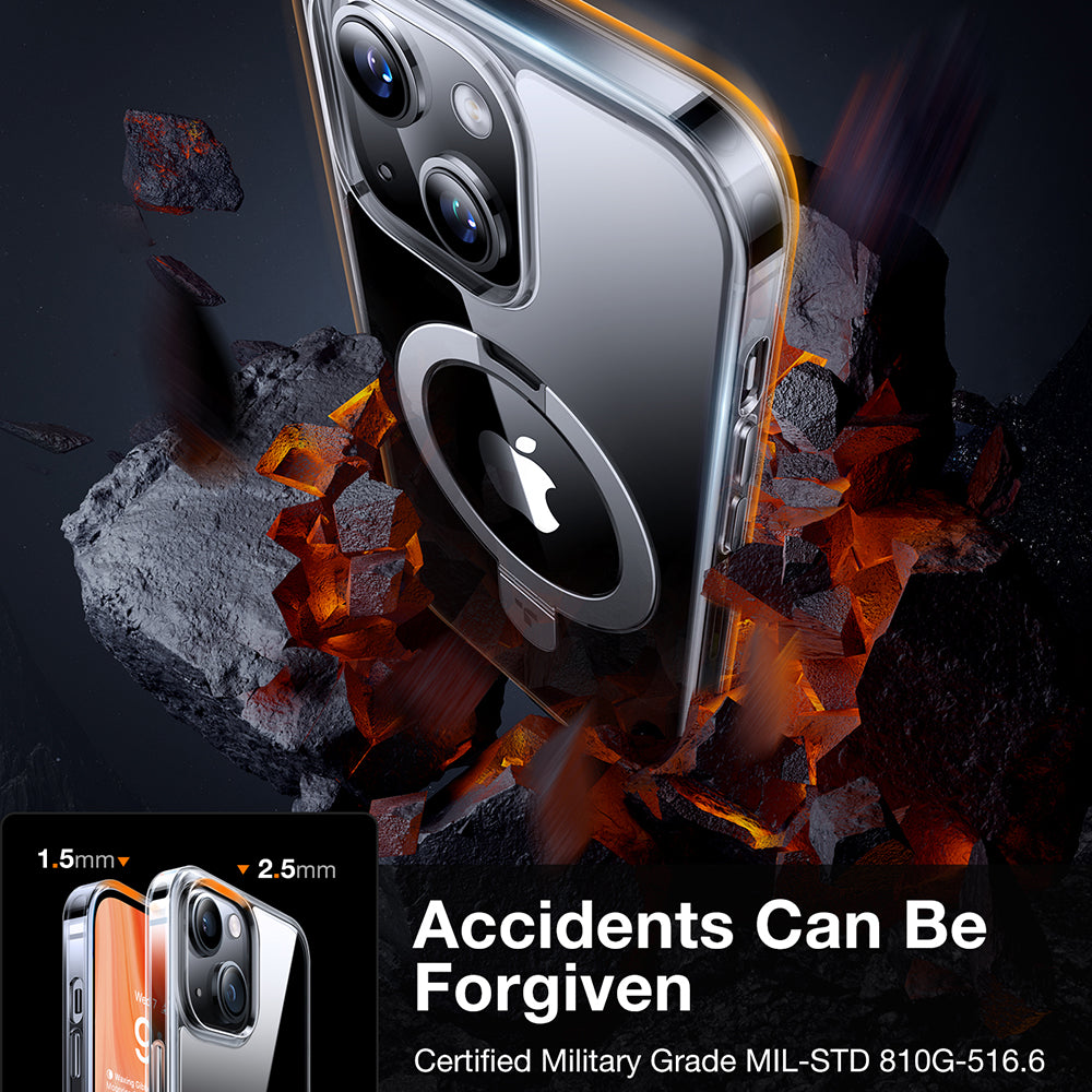 MagSafe Hülle für Apple iPhone 15, Torras, Ostand, Transparent