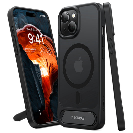 MagSafe-Hülle für Apple iPhone 15, Torras, Pstand, Schwarz
