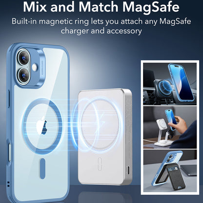 MagSafe Hülle für Apple iPhone 16, ESR, Classic Hybrid, Transparent Blau