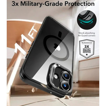 MagSafe Case for Apple iPhone 16, ESR, Classic Hybrid Kickstand Slide, Transparent Black