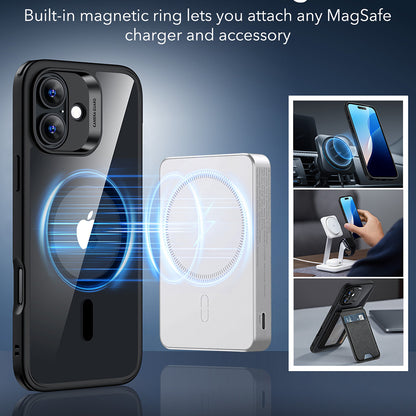 MagSafe Hülle für Apple iPhone 16, ESR, Classic Hybrid, Schwarz Transparent