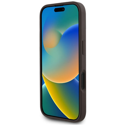 MagSafe Hülle für Apple iPhone 16, Guess, 4G Circle Classic Logo, Braun