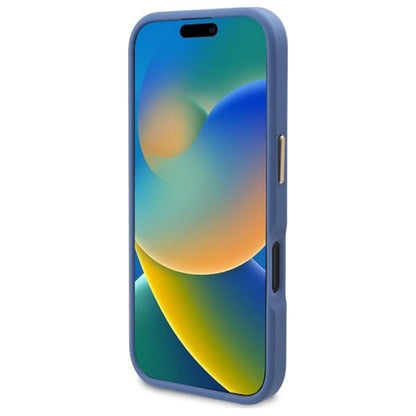 MagSafe Hülle für Apple iPhone 16, Guess, 4G Logo Plate, Blau