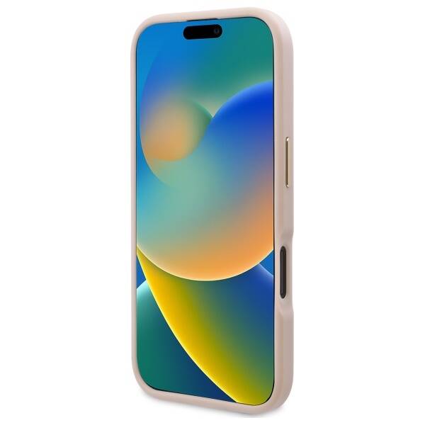 MagSafe Hülle für Apple iPhone 16, Guess, 4G Logo Plate, Rosa