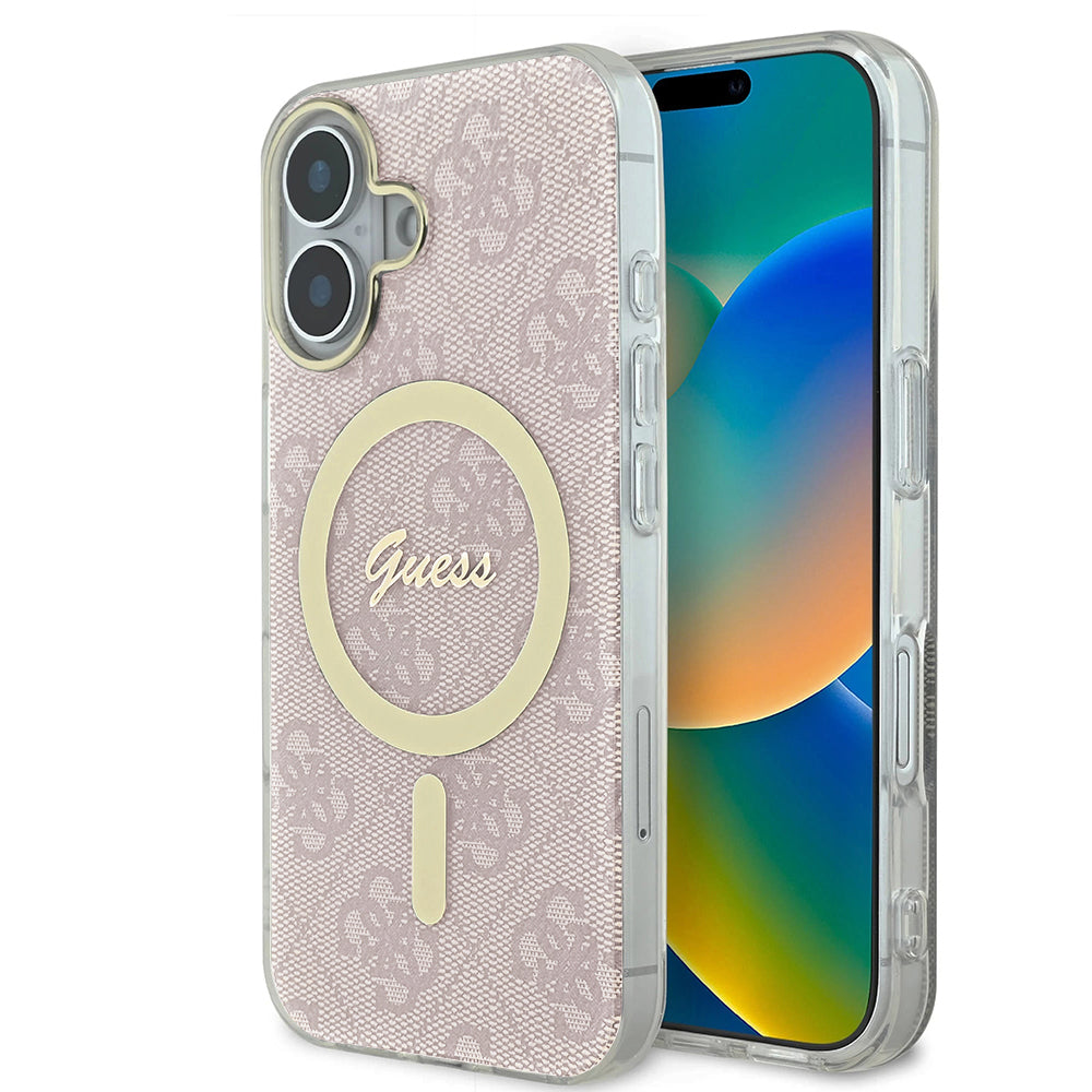 MagSafe Hülle für Apple iPhone 16, Guess, IML 4G, Rosa