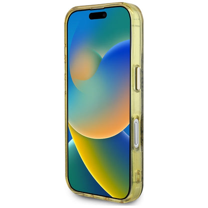 MagSafe Hülle für Apple iPhone 16, Guess, IML Glitter 4G Circle Triangle, Braun