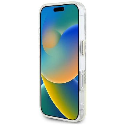 MagSafe Hülle für Apple iPhone 16, Guess, IML Metal Colored Circle, Grau