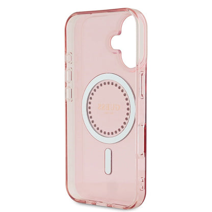 MagSafe Case for Apple iPhone 16, Guess, IML Rhinestones Ring, Pink GUHMP16SPFTDTEP